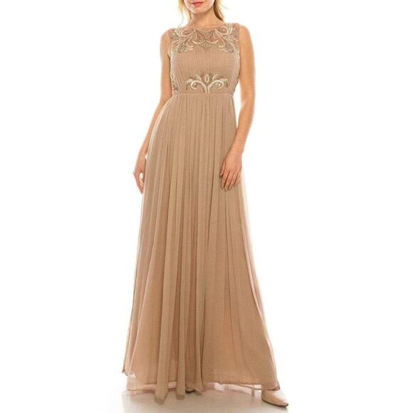 Aidan Mattox 54471920 Sequin Jewel Pleated Maxi Gown/Dress NWT Light Mink 12 - Picture 8 of 8